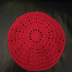 Handmade Red Crochet Beret